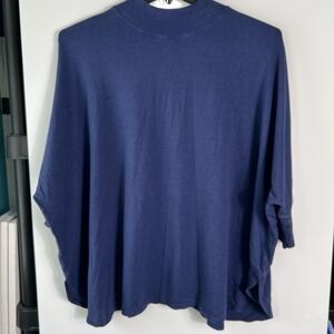 Zuda Women's XS Navy Dolman Batwing Sleeve Ribbed Cuff Pullover SUPER OVERSIZED!